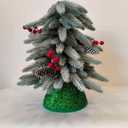 2 x 7.5 Inch Glittering Christmas Tree Collar, Sequin Rustic Mini Tree Skirt Base Cover for Small Tabletop Trees, Holiday Home Decor Gift, Green