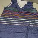 Women V Neck Tank Tops Summer Sleeveless Tunic Casual Basic Shirts True Classic Tees Cute Trendy Clothes (Small, Blue-stripe)