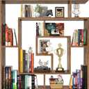 Armocity 6 Tier Display Book Shelf Wall Mounted Bookshelf Freestanding Geometric Bookcase Floating Book Shelves for Wall Bedroom Living Room Home Office, 45.5"(W) * 47"(H), Rustic Brown