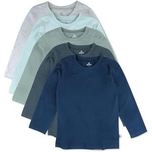 HonestBaby 5-Pack Long Sleeve T Shirts 100% Organic Cotton for Toddler, Little Kids Boys, Girls 3T