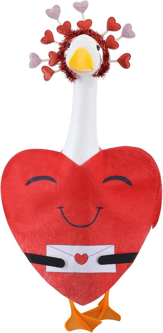 Valentine's Day Goose Outfit Love Heart Costume Red Porch Goose Clothes for 23 Inch Cement Statue Outdoor Lawn Yard Garden Patio Lawn Decor