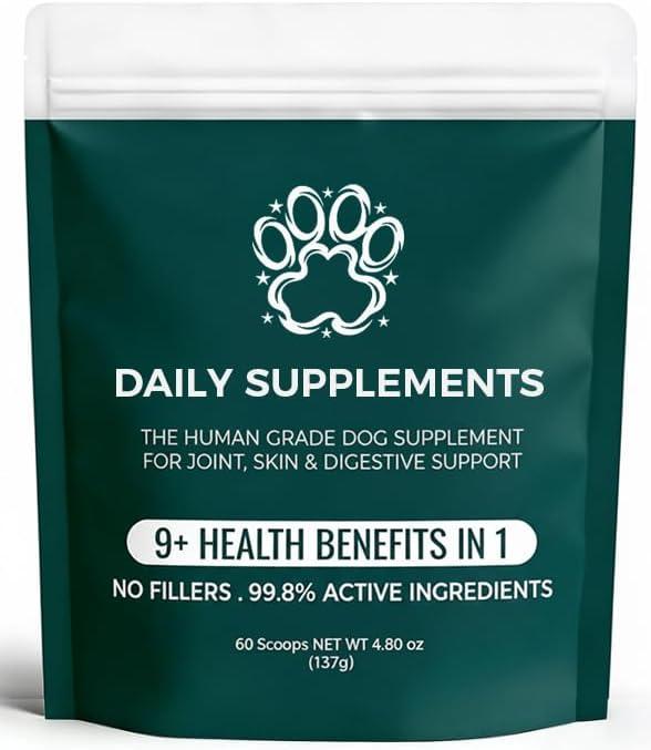 2x Allergy Powder for Dogs, Daily Supplements Contain 7-Strain Probiotics, Glucosamine, Turmeric, Hyaluronic Acid for Digestive, Skin & Coat, Immune Support