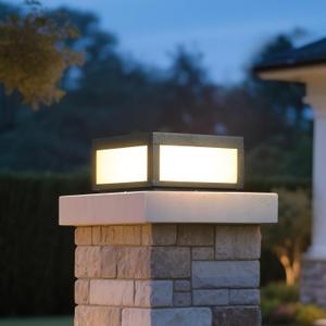 Outdoor Post Lights 11.8" Dark Gray Square Column Lighting, High Voltage Wired Columns Lamp, 3000K Warm White LED IP54 Waterproof Fence Posts Cap Lights for Garden Deck Patio Outside