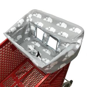 Portable Shopping Cart Cover, High Chair and Grocery Cart Covers for Babies, Kids, Infants & Toddlers, Attached Carry Bag (Simple White Elephant)
