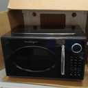 Nostalgia Retro 1000W Microwave Oven 1.1 Cu Ft Capacity – Child Safety Lock, 8 Auto-Cook Settings – Countertop Kitchen Appliance – Black