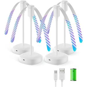 4 Pack Food Table Fan, 2000mAh USB Powered Rechargeable Food Fan, Portable Fan with Flexible Goose-Neck and Soft Blades for BBQ, Patio, Party (White)