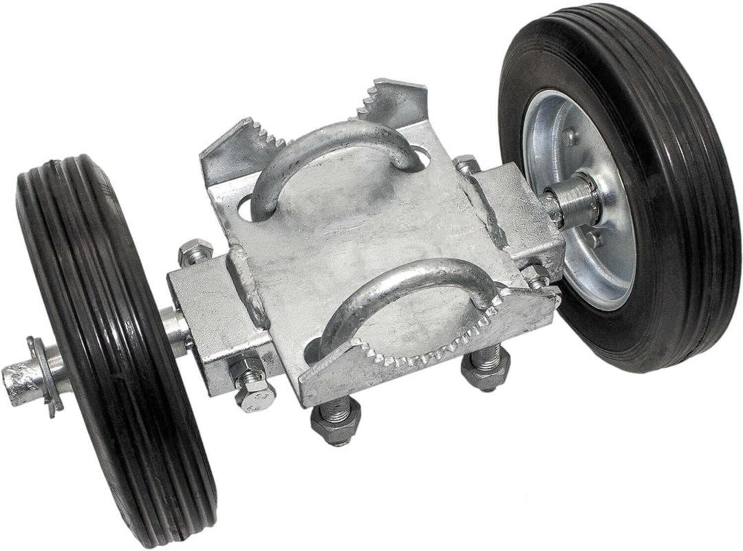 Rolling GATE 6" Wheel Carrier: for Chain Link Fence Rolling/Sliding Gates - Gate Wheel Rut Runner - 2 Rubber Wheels (axle is 7" from Wheel to Wheel)