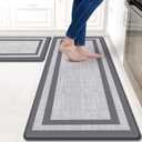 Mattitude Kitchen Mats Set of 2,Cushioned Anti-Fatigue Non-Skid Rug Sets Ergonomic Comfort Standing Mat for Kitchen, Floor, Office, Sink, Laundry, Gray and Gray