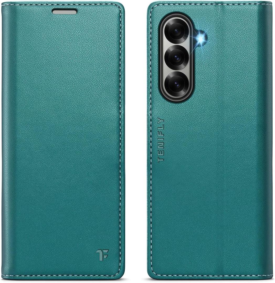 for Samsung Galaxy Z Fold 7 Case Wallet with RFID Blocking Card Holder, PU Leather Kickstand Protective Flip Phone Cover Fit for Galaxy Fold 7 8.0", Bluish Green