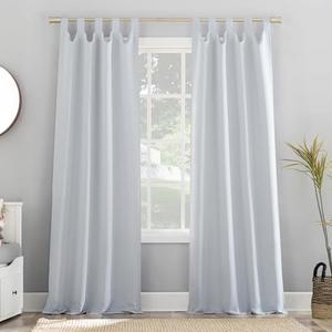Sun Zero Easton Energy Saving Blackout Tab Top Curtain Panel, 40" x 63", Dove White, One Panel