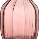 Large Pink Glass Vase for Flowers Ribbed Tall Pink Red Floor Vase 8.0" Decorative Vases for Home Table Centerpieces Flowers Decor and Farmhouse