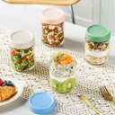 Overnight Oats Containers with Lids 16 oz Glass Jars with Lids 6 Pack Glass Mason Jars with Airtight Lids, Perfect for Oats, Yogurt, Chia Pudding 16 OZ