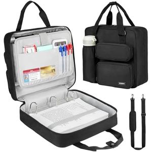 ZIOZERTT Zipper Binder 3 Ring, 700 Sheets Capacity, Binder 3 Inch with Shoulder Strap Fits 13 Inch Laptop for School and Office,Black