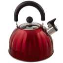 Mr. Coffee Twining 2.1 Quart Pumpkin Shaped Stainless Steel Whistling Tea Kettle, Metallic Red
