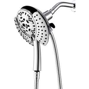 Shower Head with Handheld High Pressure: INAVAMZ Hand Held Shower Head & Rain Shower Head 2-IN-1 Shower Head with 59" Rotatable Stainless Steel Hose, Shower Trim Systems (15391-1.8 GPM California, Silver)
