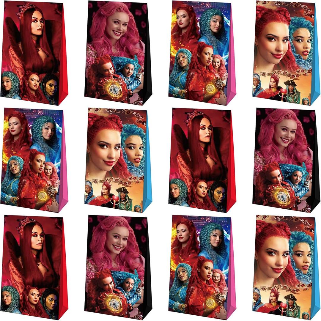 Optiacan 12pcs Rise of Red Goodie Bags, Descendants Themed Party Bags for Boys Girls Kids Party Decorations (12)
