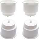 White Plastic Cup Drink Holder Insert with Drain for Marine Boat RV Camper (4 pcs)