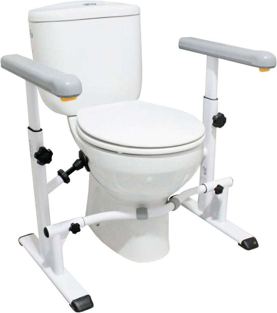 KMINA Toilet Safety Rails for Seniors, Heavy Duty Frame with Handles, Adjustable Height and Width, Handicap Grab Bars