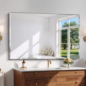 CILIBER Beveled Bathroom Mirror, 36x55 Large Bathroom Mirrors for Over Sink, 3mm Tempered Glass Beveled Frameless Vanity Mirror for Bathroom, Bedroom, Living Room and Entryway
