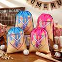 AmazingSpark 16 Pcs Baseball Ice Cream Drip Drawstring Party Favor Gift Bags 13.8 x 16.5 in Large Baseball Team Ice Cream Drip Goodie Treat Snack Gift Bags for Sport Team Birthday Theme Party Supplies