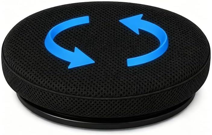 Sojoy iGelComfort Deluxe Gel Swivel Seat Cushion with Supportive Memory Foam 360 Degrees Rotating Seat Cushion for Home,Stool Chair,Office (Black, 15.5 * 15.5 * 2.5 - Mesh)