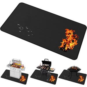 Large 65x40 inch under Grill Mats for Outdoor Grill - Double-sided Fireproof Fire Pit Mats for under Fire Pit Fireplace- Waterproof BBQ Mat Under BBQ -Grill Floor Pad for Patio Deck Protector