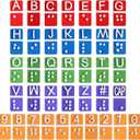 38 Pcs Braille Alphabet and Number Tiles Wood Raised Dots Alphabet and Numbers Punctuation Educational Tool for Blind Visually Impaired, Teaching Aid for Blind Gifts