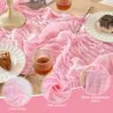 6 Pack Light Pink Table Runner Graduation Cheesecloth120 Inch Boho Rustic Gauze 10 FT Cheese Cloth Table Runners Decorations for Mother's Day Birthday Baby Shower Wedding Holiday Home Party Decor