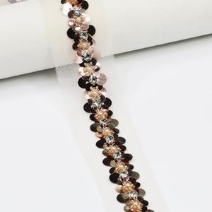 Length 3 YardsWide 20mm/0.79 inch Champagne Sequin Ribbon Trim,for Sewing DIY Crafts Costume Wedding Home Decorative (Champagne)