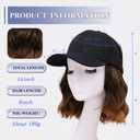 Hat Wigs for Women Baseball Cap with Hair Extensions Short Wave Synthetic baseball Cap Wig for Women Adjustable Hat with Hair Attached for Daily Use(14inch)