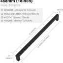 Matte Black Cabinet Pulls - Square Drawer Pulls, 2 Pack 18 Inch Stainless Steel Kitchen Door Cupboard Handles, 458mm Hole Centers