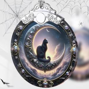 Stained Glass Christmas Ornaments - Tree Decorations - Gift Exchange Ideas - Witch Black Cat Design