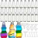 30 Pack Sand Art Bottles with Lids, 2.5 oz Sand Decorative Container with Large Funnels Small Funnels, 3 Style Clear Plastic Jars Bulk, Mini Craft Collection Kit for DIY Wedding Birthday