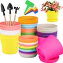 Hahood 20 Pack Plastic Planters 4 Inch Plant Flower Pot with Trays, Seedlings Nursery Pots Planter Flower Container Seed Pots for Seedling, Transplanting, Cutting, Assorted 10 Colors (Multicolor)