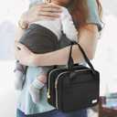 Wearable Breast Pump Bag with Cooler Compartment Compatible with Momcozy M5/S12 Pro, Elvie & Medela Pump in Style, Carrying Case with a Ice Pack & Waterproof Mat for Breast Pump and Accessories, Black
