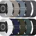 9 Pack Stretchy Bands Compatible with Apple Watch Band 40mm38MM/40MM/41MM/42MM (Series 11 10) Women Men, Water-Resistant Solo Loop Elastic Sport Straps, Gray/Black/Navy Blue/Army Green/Rock Gray/White/Stone/Deep 