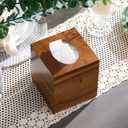 YANGQIHOME Tissue Box Cover Square, Acacia Wood Tissue Holder for Bathroom, Living Room, Dining Table, Decorative Cube Facial Tissue Box Cover, 5.3 x 5.3 x 6.1 inches