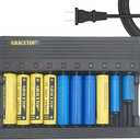 6 Bay 18650 Battery Charger Universal Wall Charger for 3.7v Lithium Rechargeable Batteries Compatible 18650 26650 14500 16340(RCR123) 10440 17670 18490 17500 Lithium Battery Charger (DC Charger)