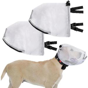 2 PCS Dog Air Mask Foxtail Protection Net with Mouth Zipper Head Protector Dog Preventing Fox Tail Hood Face Guard for Outdoor Hiking Camping (L)