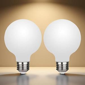 2PCS G125 Globe LED Light Bulbs 8w Equivalent 60 watt,E26 Large Decorative Edison Light Bulb Oversized,Big Fancy Milky White Glass Lightbulbs Dimmable for Sputnik Chandelier(three color, 2PCS)