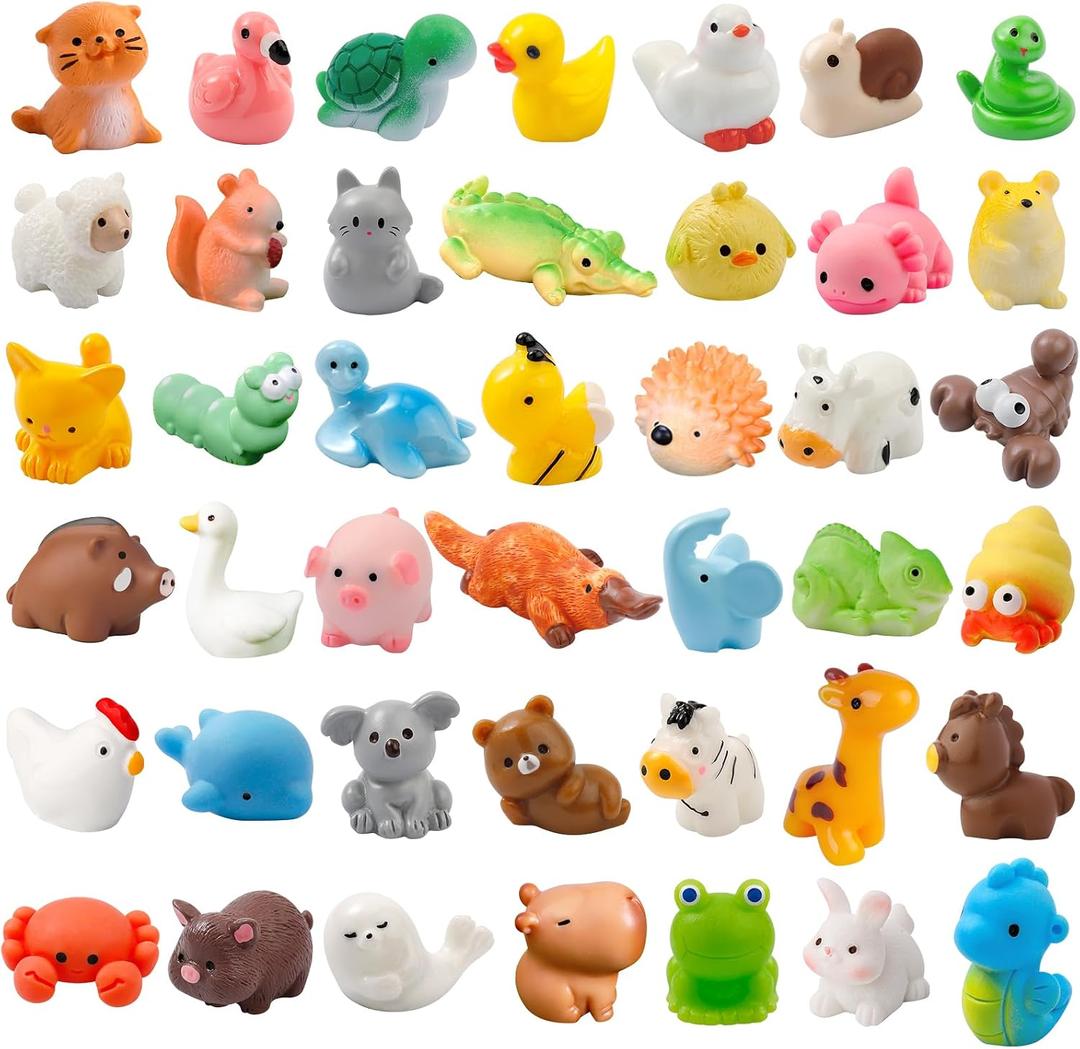 ywevyezc 42 Pcs Mini Resin Animals 42 Styles Resin Animals Figurines Bulk for Micro Fairy Party Favors Garden Hide Accessories Dollhouse Crafts Decor