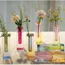 Acrylic Vase, Bud Vase for Centerpieces, Maximalist Decor Cute Flowers Vases for Modern Home, Office, Bedroom, Living Room, Dining Table (Pure Purple, Peach Powder)
