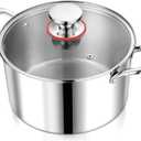 P&P CHEF 6 Quart Tri-Ply Stainless Steel Stock Pot, 6 Qt Stockpot Pasta Cooking Pot with Visible Lid for Soup Vegetable, Induction Cookware for All Stoves, Sturdy & Double Handle, Dishwasher Safe