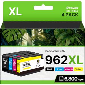 962XL Ink Cartridges Combo Pack HP962XL/962 Ink Cartridges Combo Pack for HP Ink 962XL Combo Pack HP962XL Use with HP Officejet Pro 9010 9015 9018 9020 9025 Printers, 4 Pack