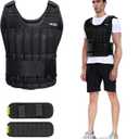 Weighted Vest Men 20lb/30lb/40lb/50lb/60lb Adjustable Weight Vest with Steel Plates Weights for Walking Strength Training Running Workout (Black)