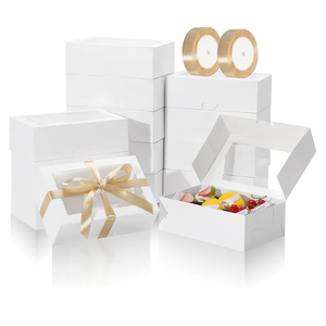 COTOPHER 30Pcs Cookie Boxes with Ribbons, 9x6x3 Inch Bakery Boxes with Window, White Treat Containers for Pastries, Chocolate Covered Strawberries, Dessert, Easter Candy, Muffins, Donuts
