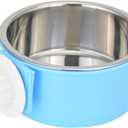Crate Dog Bowl Removable Stainless Steel Water Food Feeder Bowls Cage Coop Cup for Cat Puppy Bird Pets (Small, Blue)
