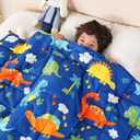 Sivio Weighted Blanket 5lbs, Blue Dinosaur Cooling Weighted Lap Blanket, Breathable Heavy Throw Blankets for Sleeping, Washable, 36"x48"