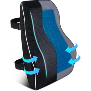 Gel Lumbar Support Pillow for Office Chair Car Gaming Chair Lower Back Pain Relief Back Support, Cooling Memory Foam Cushion for not Stand The Heat, 3D Mesh Cover Ergonomic Orthopedic Back Rest