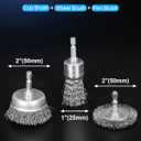 15 Pack Carbon Steel Wire Wheel Brush, Rocaris Cup Brush, Wheel Brush, Pen Brush Set with 1/4-Inch Hex Shank for Rust Removal, Corrosion and Scrub Surfaces
